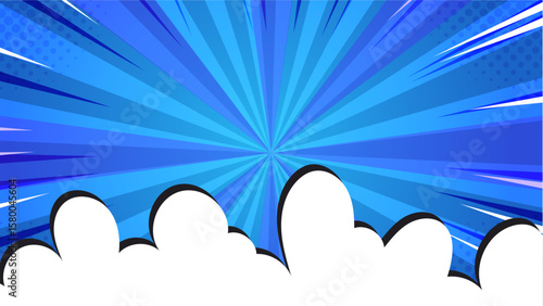Blue comic book style background with speech bubble ideal for adding text in a fun and playful way for design projects.