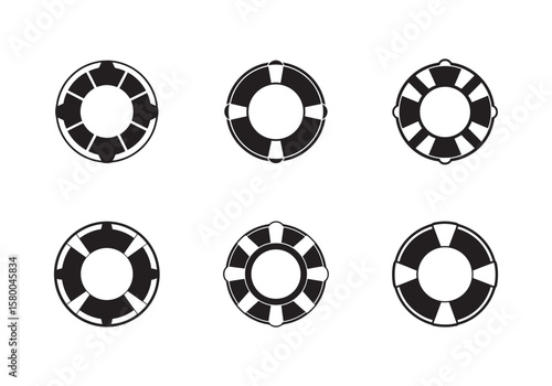 set of lifebuoy icon silhouette vector illustration