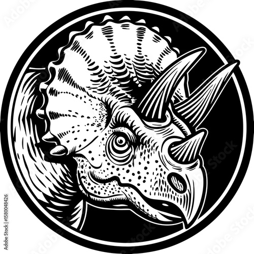 triceratops (linocut style)
