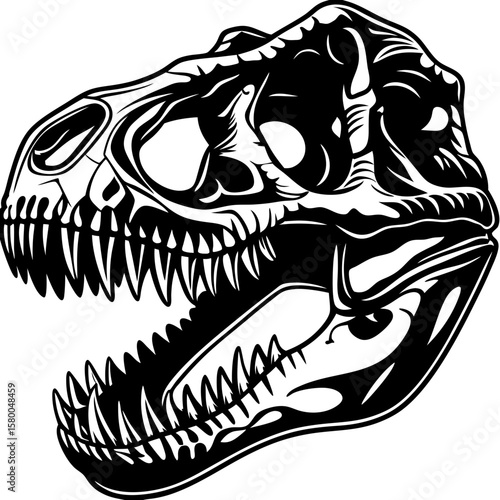t-rex skull (linocut style)