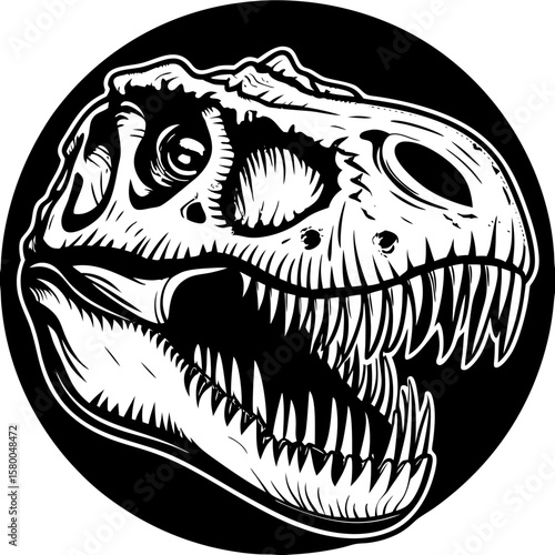 t-rex skull (linocut style)