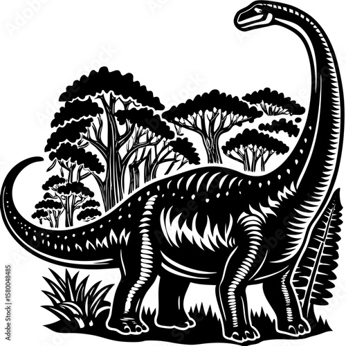 diplodocus (linocut style)