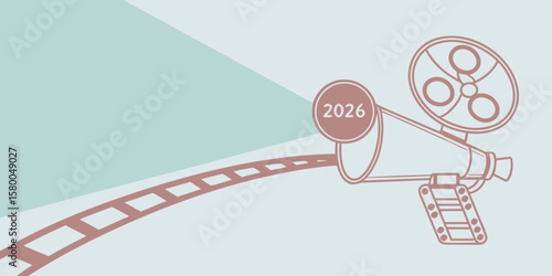 Film Projection A 2026 Cinema Vision with Abstracted Elements and  Soft Palette for Modern Film Event Designs and Motion Picture Concepts 