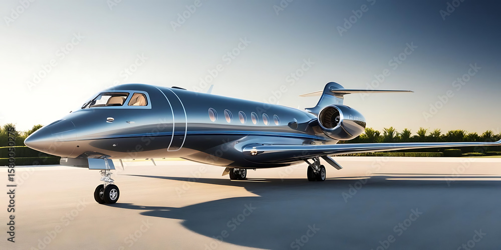 Obraz premium Airplane on the Ground at Airport During Sunset with Lights