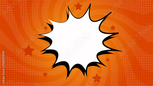 Orange comic book style background with blank speech bubble for adding custom text. Suitable for graphic design projects and social media.