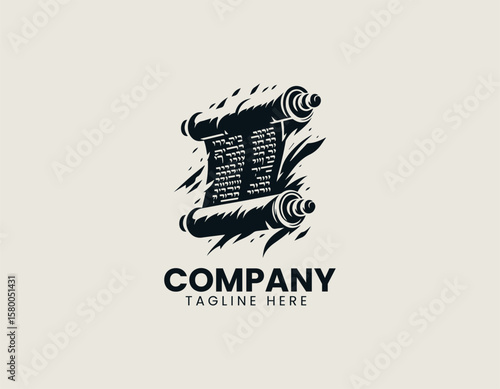Sacred Book of Lamentations Jewish Heritage Mourning Remembrance Vector Logo Design