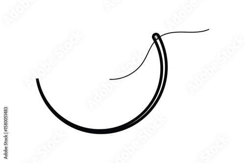 Surgical Needle and Suture Needle Icon on white background.