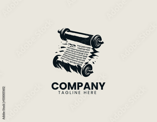 Sacred Book of Lamentations Jewish Heritage Mourning Remembrance Vector Logo Design