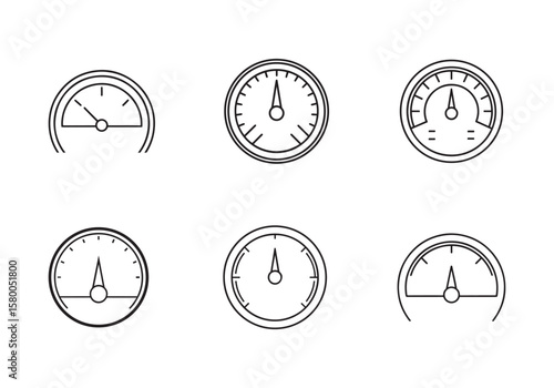 speedometer icon line art vector illustration