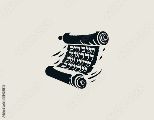 Sacred Book of Lamentations Jewish Heritage Mourning Remembrance Vector Logo Design