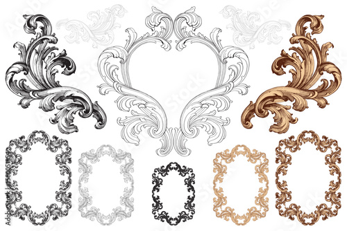 Classical baroque vector of vintage element for design. Decorative design element filigree calligraphy vector. You can use for wedding decoration of greeting card and laser cutting