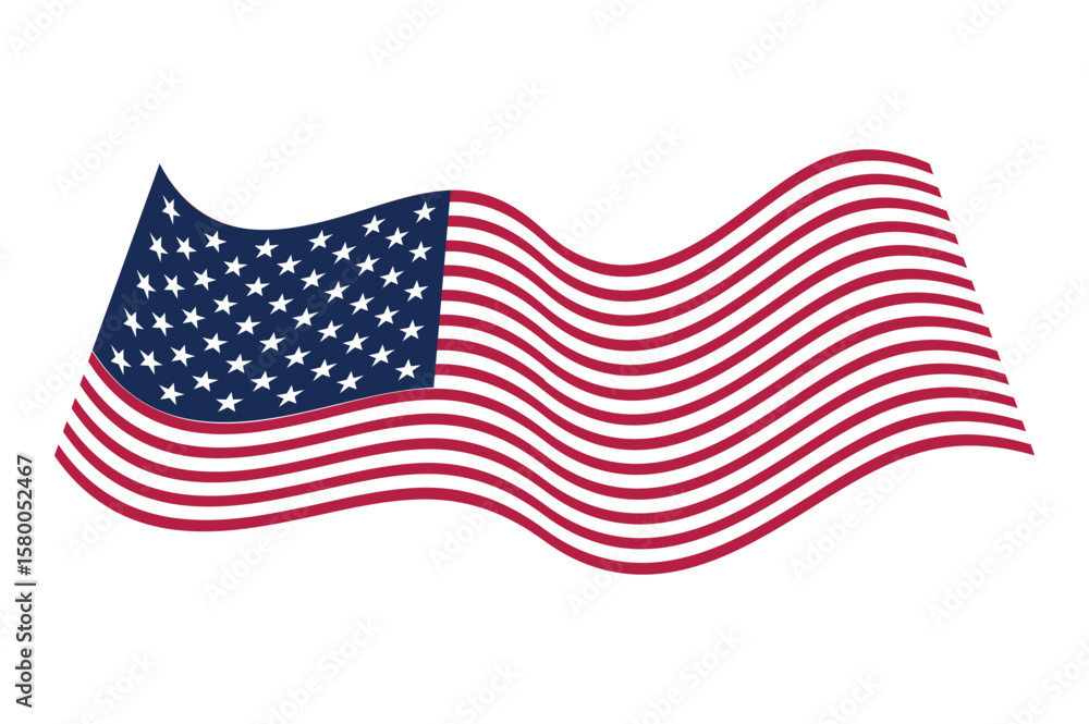 Fototapeta premium USA waving flag. American national symbol isolated on white background. Banner design element