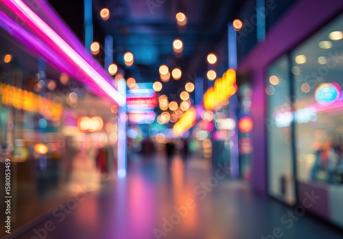Wallpaper Mural Blurred view of a vibrant shopping center at night Torontodigital.ca