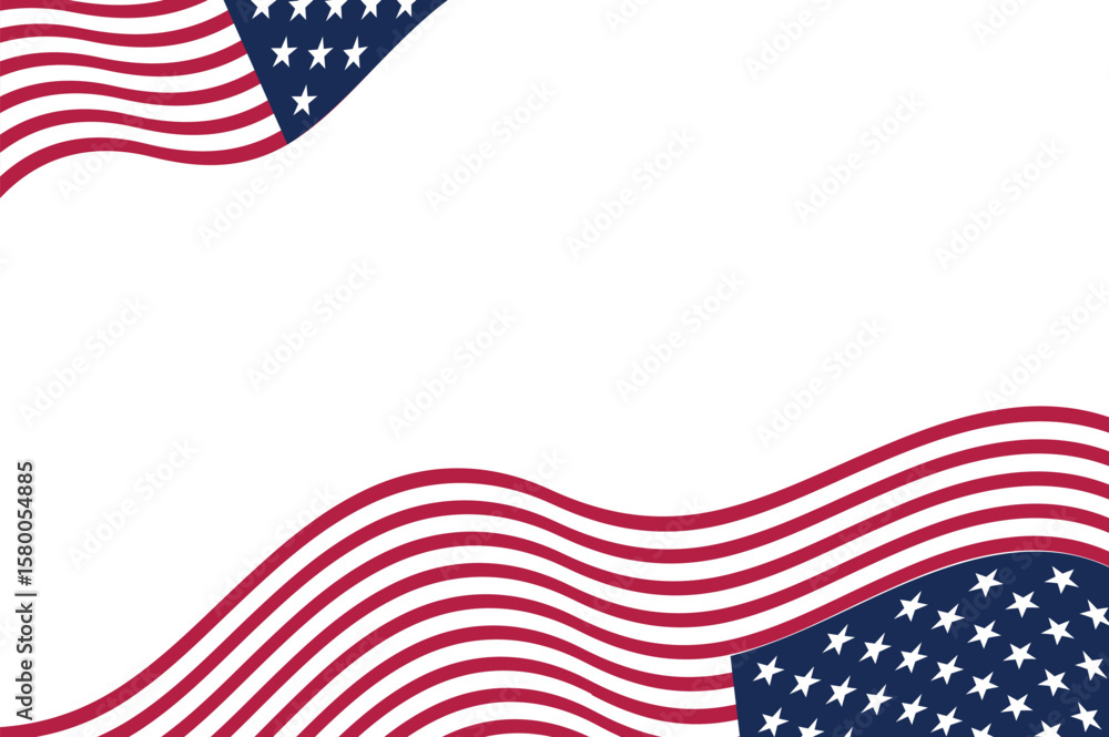 Fototapeta premium USA waving flag. American national symbol isolated on white background. Banner design element