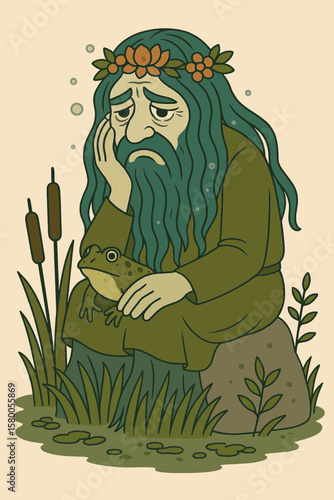 Water man from Slavic fairy tales. Concept of Slavic fairy tales, Slavic mythology  