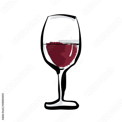 手書き筆書きの赤ワインの透過イラスト