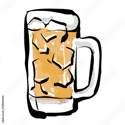 手書き筆書きのハイボールの透過イラスト