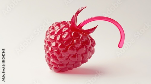 3D rendered raspberry on white