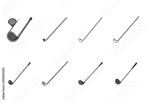 golf club line art vector illustration