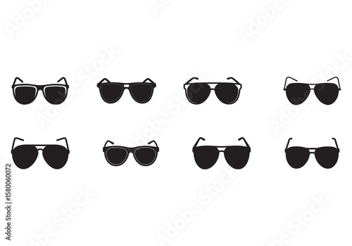 set of sunglasses silhouette vector illustration