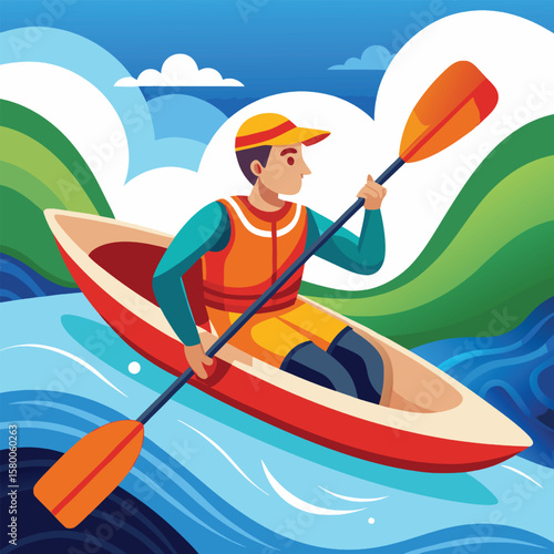 young man kayaking