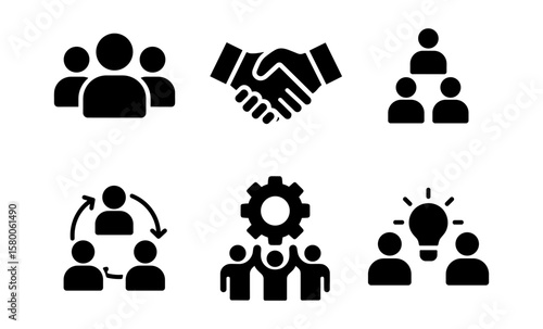Business icons: teamwork, networking, collaboration, innovation and hierarchy symbols
