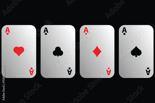 playing card suit icon, four aces playing cards icon.