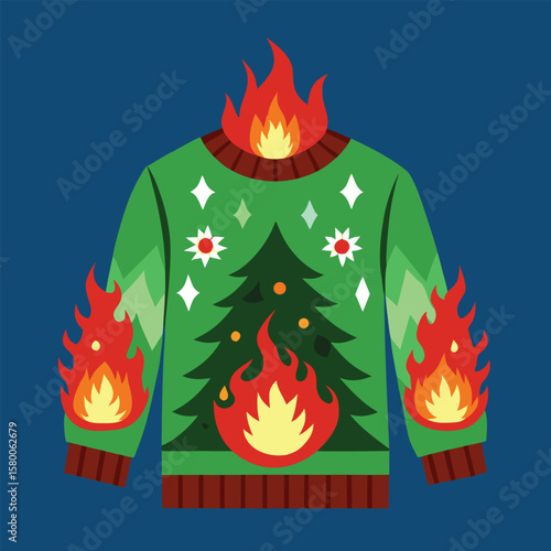 A vector illustration depicting a burning fire with hot, orange flames, a classic symbol of heat and danger
