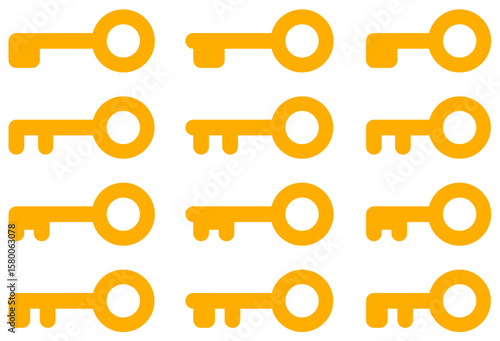 鍵のアイコン素材セット（ベクター）施錠・開錠・プライバシー・防犯に使える鍵マーク集