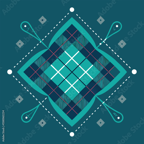 Abstract geometric background with circuit board pattern and technology symbols