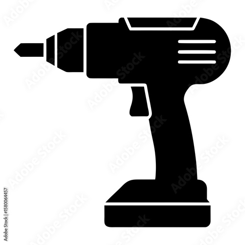 Bold Drill Machine Silhouette Vector