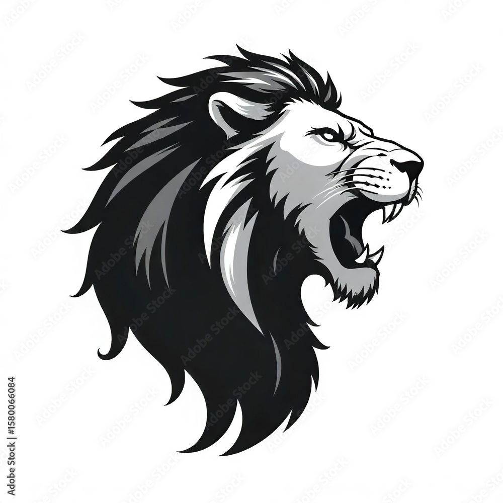 Obraz premium simple monocrome lion head mascot logo