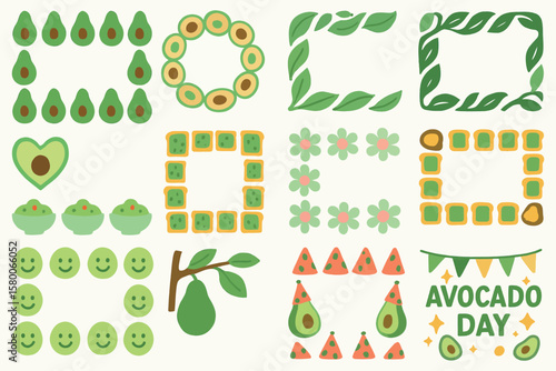 Cute Avocado Emoji Set for National Avocado Day Stickers and Icons