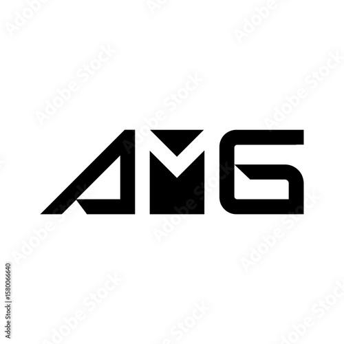 A sleek, modern wordmark logo spelling out "AMG" in bold, geometric, and slightly futuristic black letterforms