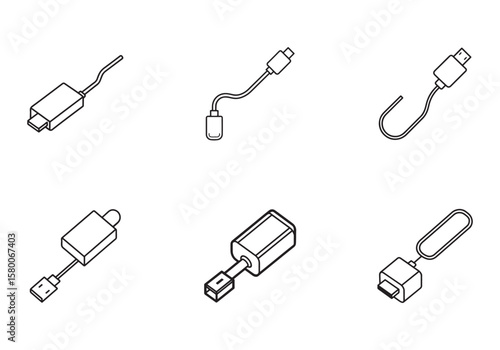 usb c adapte icon line art vector illustration