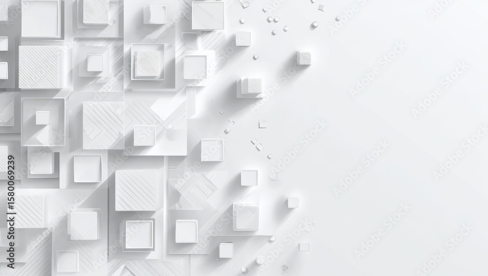 Abstract 3D white geometric shapes Abstract 3D white geometric shapes