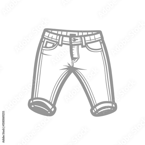 Illustration of  Denim Shorts with Folded Hems