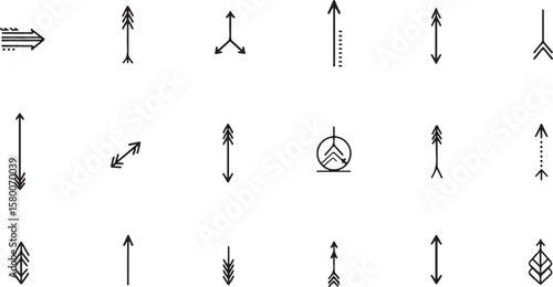 A vector illustration set of black sword and anchor silhouettes, religious symbols and art design icons