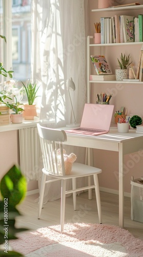 Cozy and Bright Workspace in Soft Colors