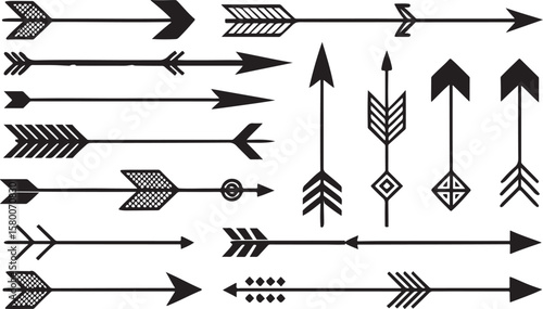 A vector set of black arrows and icons for business design and direction illustration
