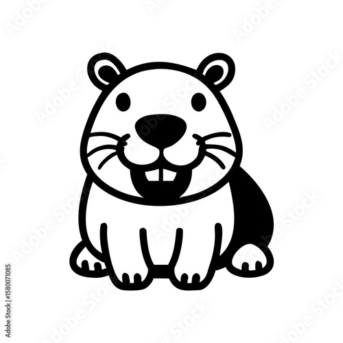 Cartoon Gopher Illustration Showing Cute Face with Whiskers and Big Teeth