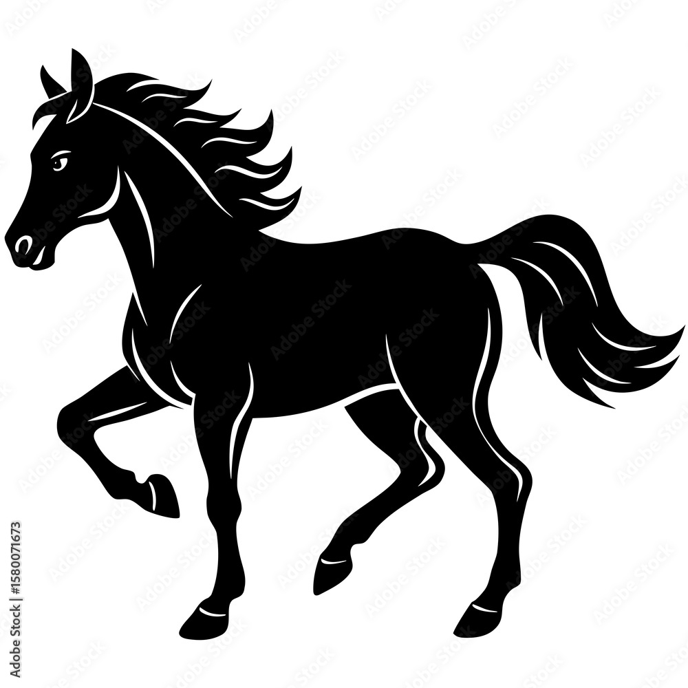 Obraz premium Running Horse Silhouette Vector