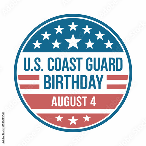 Free Download August 4 U.S. Coast Guard Birthday Emblem, vector illustration - GFXLoad