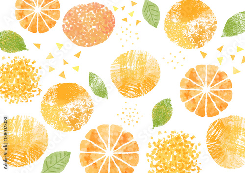 みかん オレンジのかわいい水彩背景