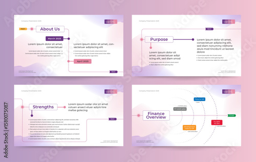Timeline or Time line Presentation templates. corporate booklet use flyer leaflet, marketing banner, advertising brochure, annual business report, website slider. Purple pink color company profile