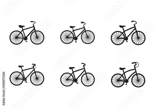 set of cruiser bicycle icon silhouette vector illustration