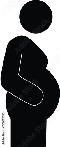 Silhouette Vector of Pregnant Woman Symbol for Maternity, Motherhood, Pregnancy, Healthcare, Parenting, and Medical Icons

