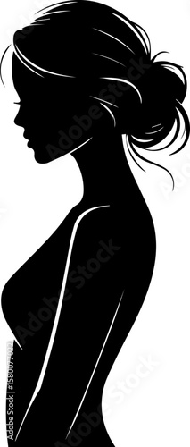 silhouette of bun hairstyle woman