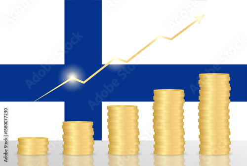 Finland Economy. Flag of Finland with Financial Graph. Stock Market Investment Concept. Vector Illustration.  