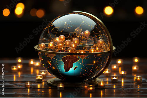 Superb A crystal ball on a financial report, forecasting market trends